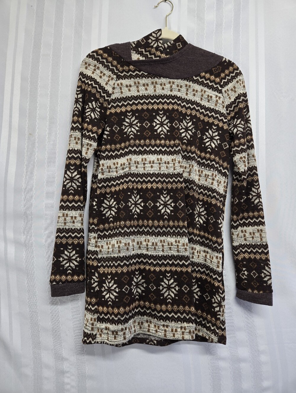 MON AMI USA WOMEN'S BROWN HOODIE SWEATER SIZE SMALL